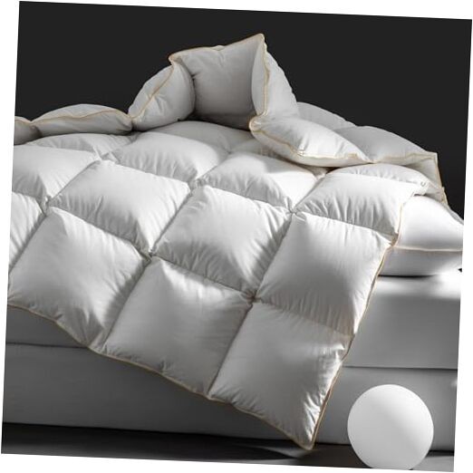 Luxurious Goose Down Comforter King Size Filled with King-90x106 inches White