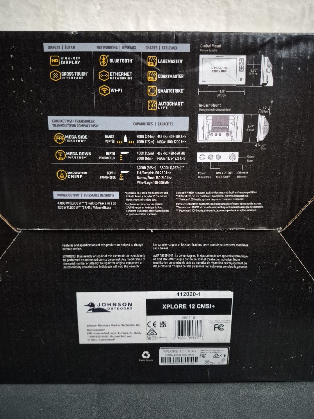 Humminbird Xplore 12 CMSI+ GPS CHIRP Fishfinder Bluetooth + MEGA SI Transducer