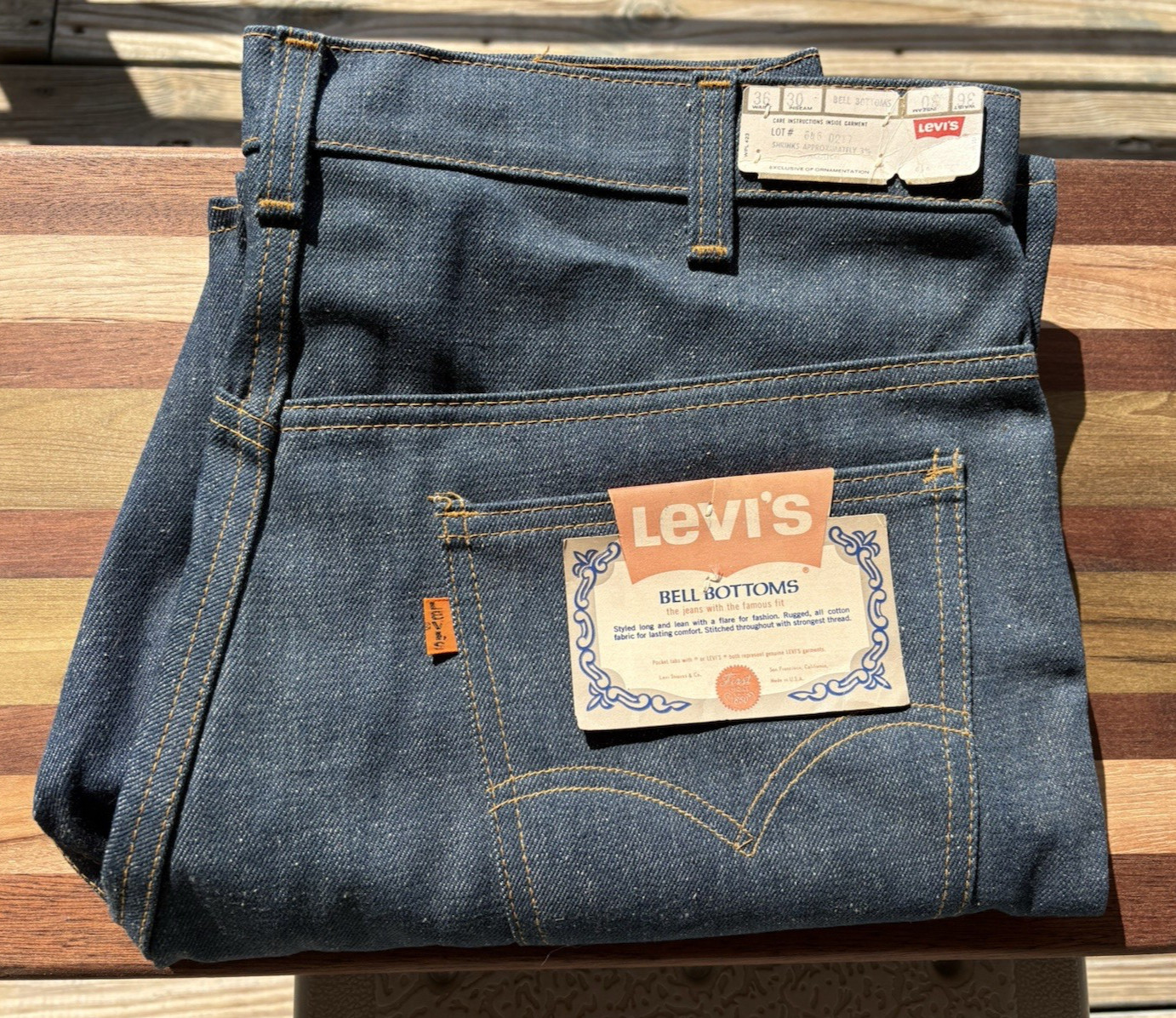Vtg. Nwt Rare Levis Orange Tab 646 0217 Bell Bottom With Zipper  36X30 Flare Leg