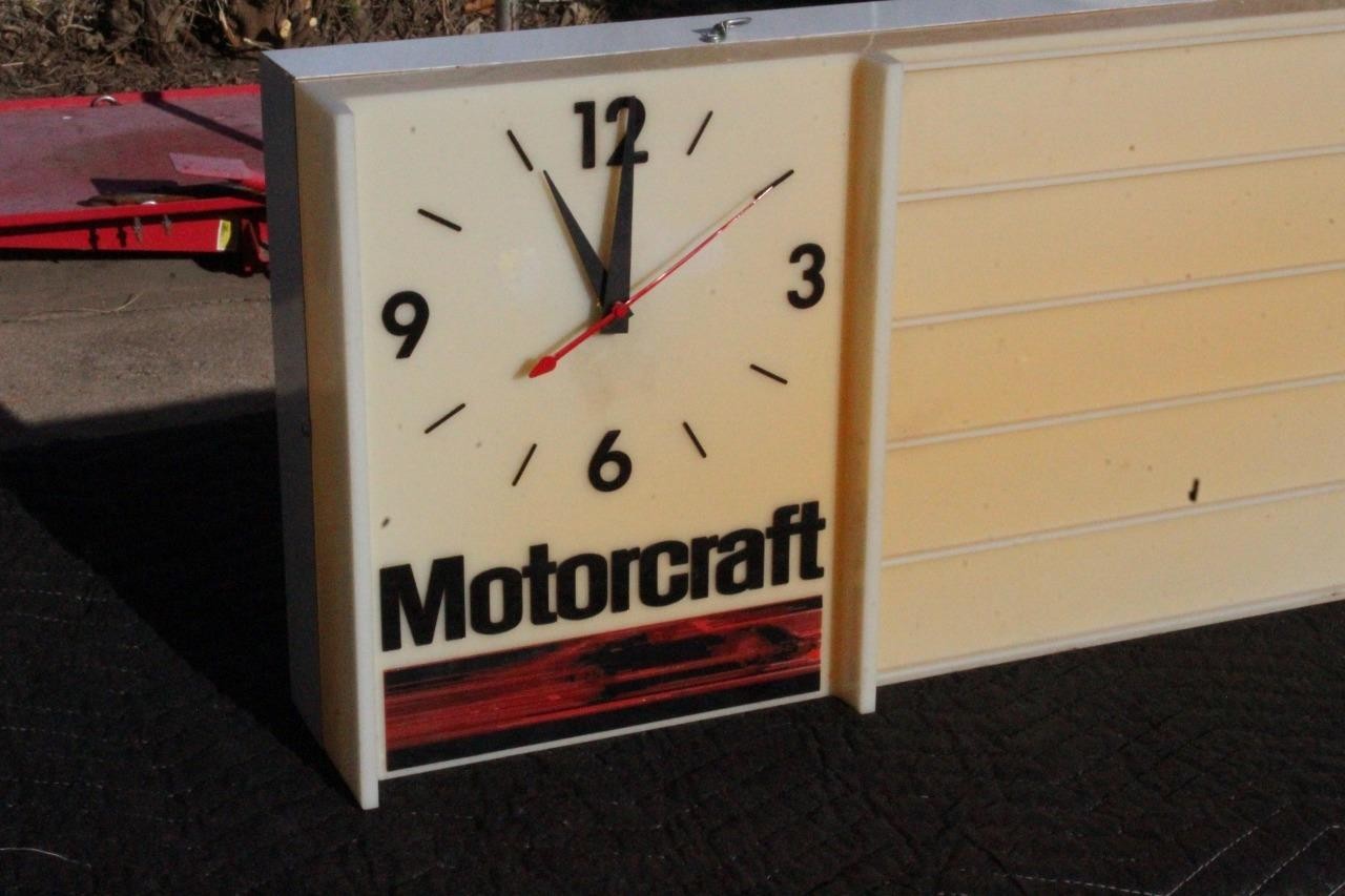 Vintage 1970s Motorcraft Clock Menu Board Sign Ford GT40 Cobra Shelby Mustang