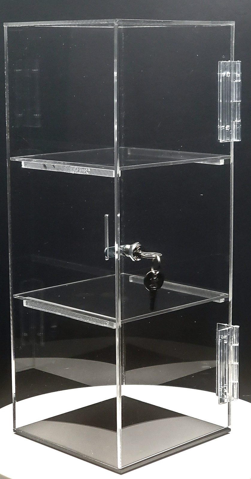 T'z Tagz Clear Acrylic Display Case Removable 2 Shelf Locking Showcase Cabinet