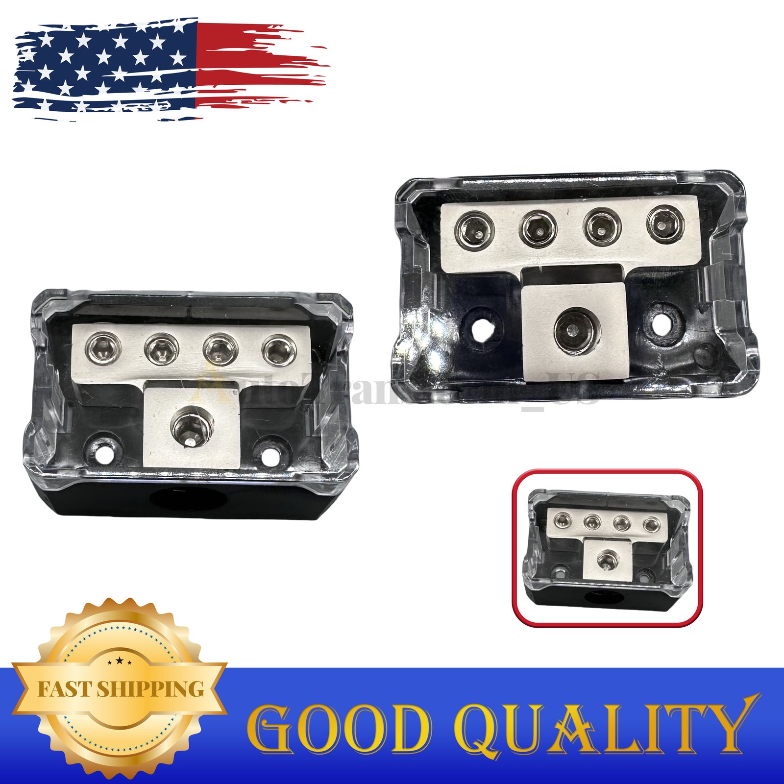 2x Power Ground Amp Distribution Block 0/2/4 Gauge Input 4/8/10 Gauge Output US