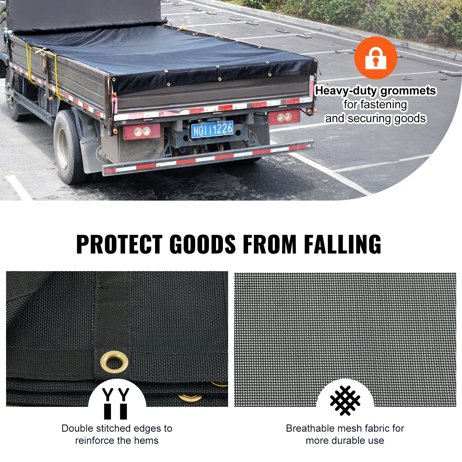 Dump Truck Tarp Mesh Tarp 7.5 x 18 ft PVC 18oz Double Pocket Trailer Shade