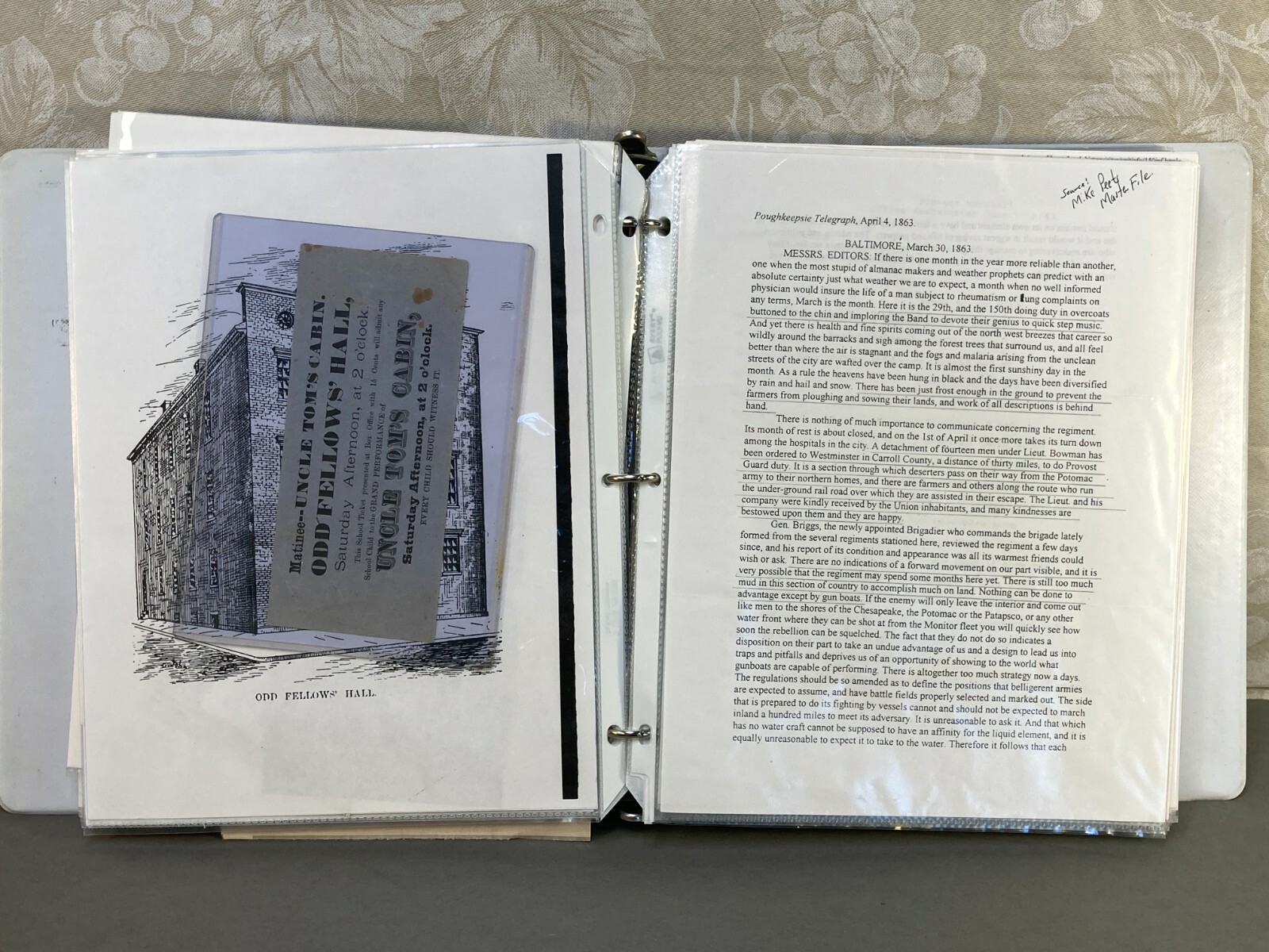 Civil War Binder on the Battle of Westminster June 29th 1863