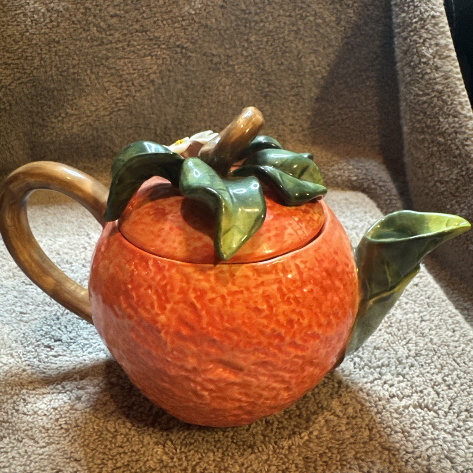 Vtg Lot 6 Ceramic Fruit Teapots: Pear P/apple Peach Pomegranate Watermelon Grape