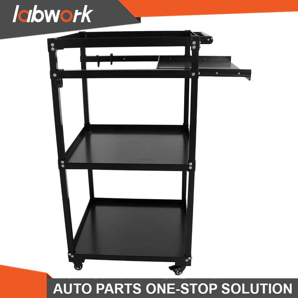 Labwork 3-Shelf Mobile Workstation Cart AV Cart Aluminum Shelf Office Desk