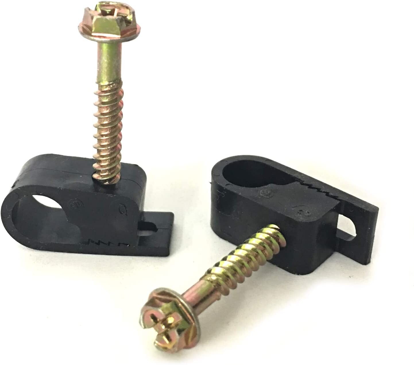 100 PACK RG6 Cable 1" Black Screw Coax FLEX CLIPS Wire TV Mounting Wall Floor