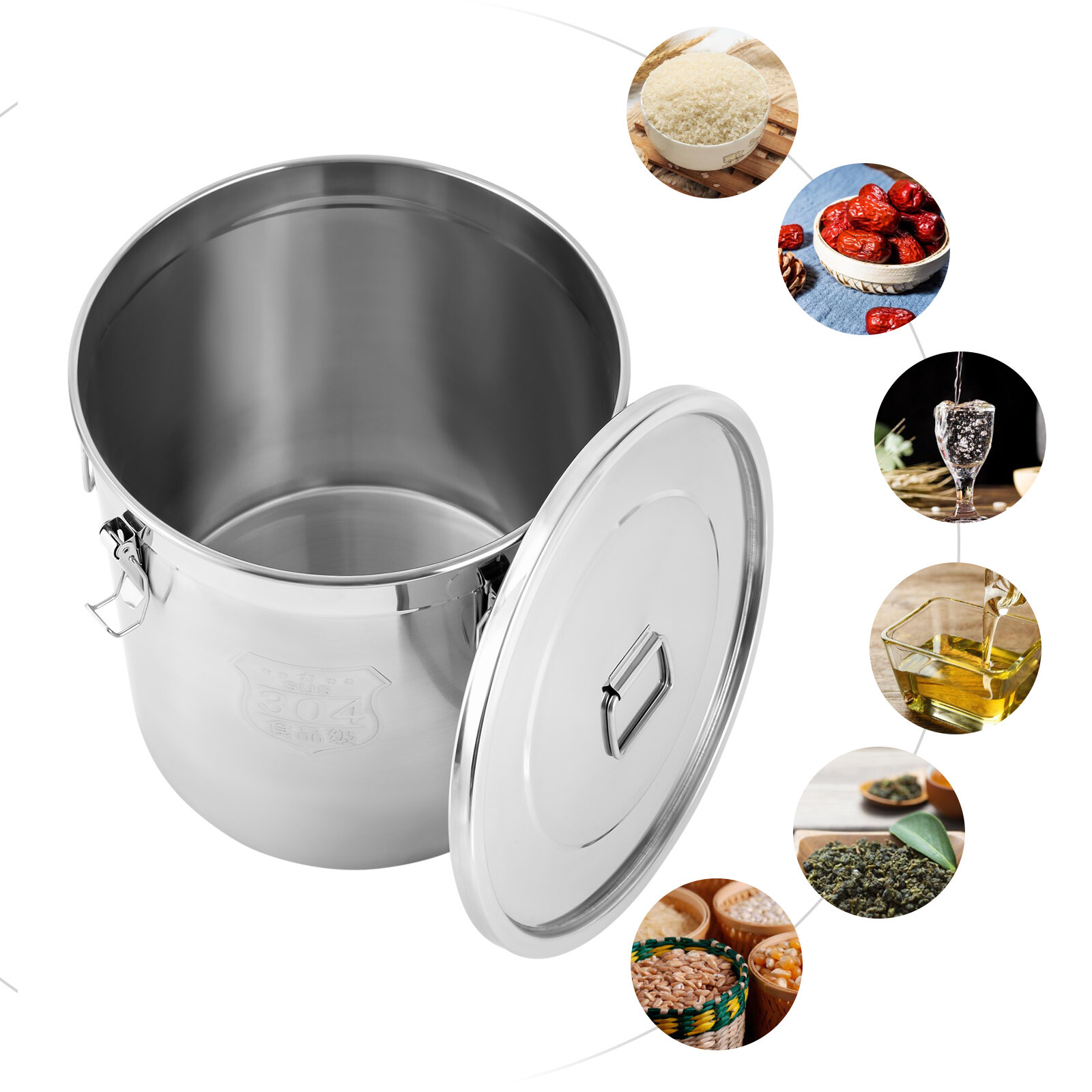 48L Stainless Steel Airtight Container Rice Cereal Grain Container Storage Box