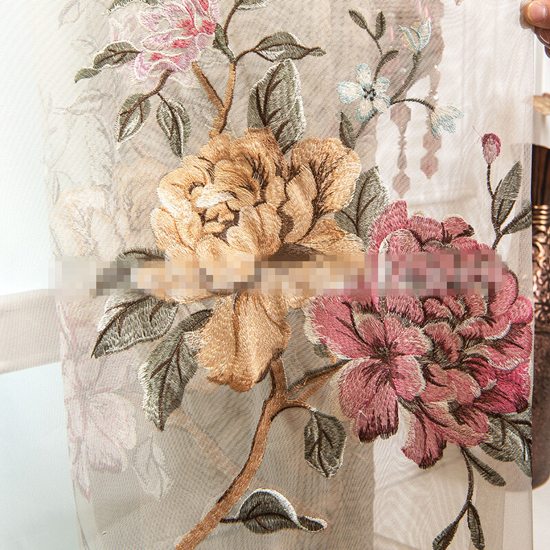 luxury French embossed beige Jacquard cloth blackout curtain valance drape C949