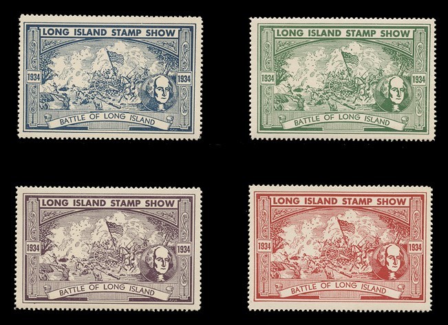 1934, LONG ISLAND STAMP SHOW POSTER STAMPS - SET OF 4