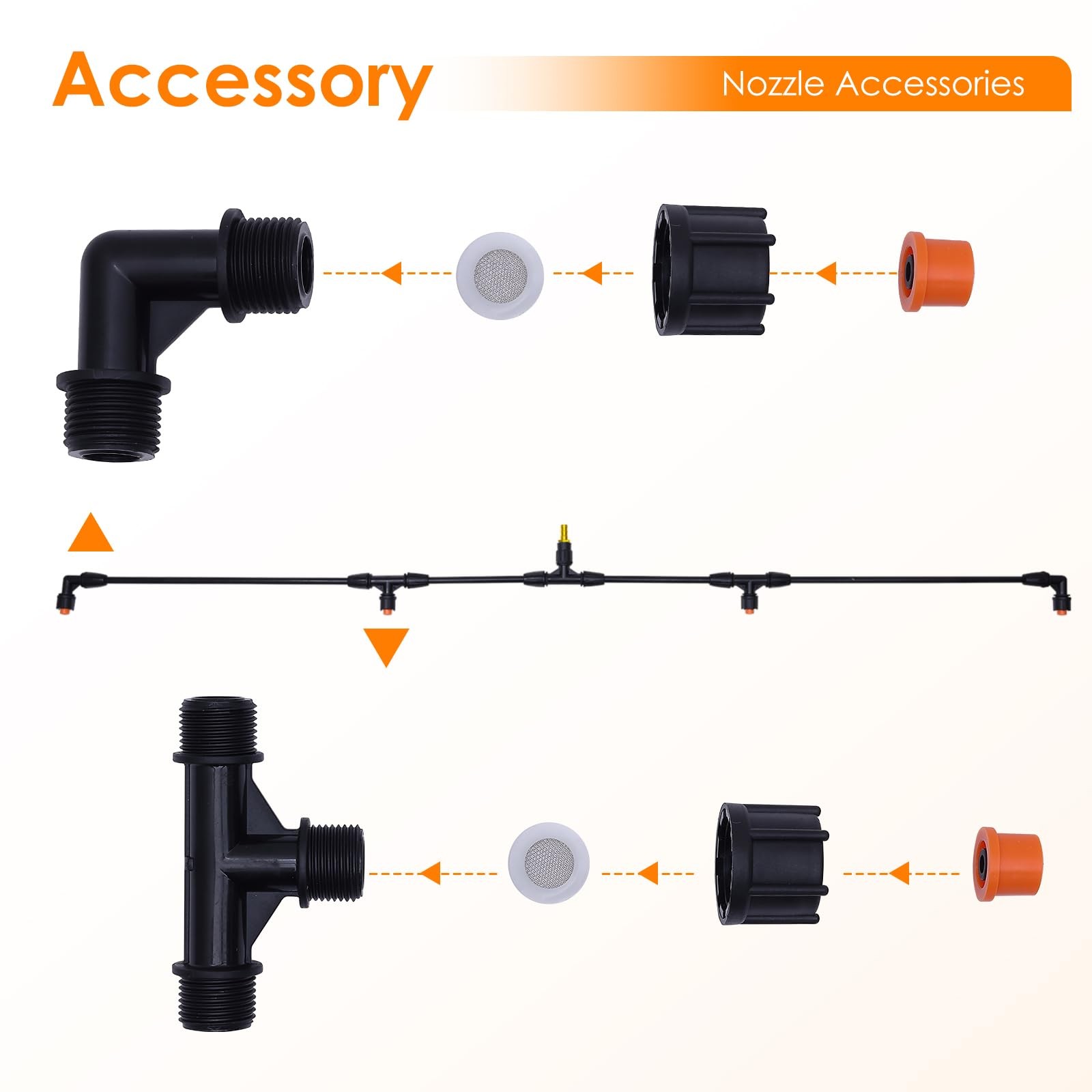 Sprayer Boom Wand for ATV - with Cone Fan Nozzles, Wide-Coverage Agricultura...