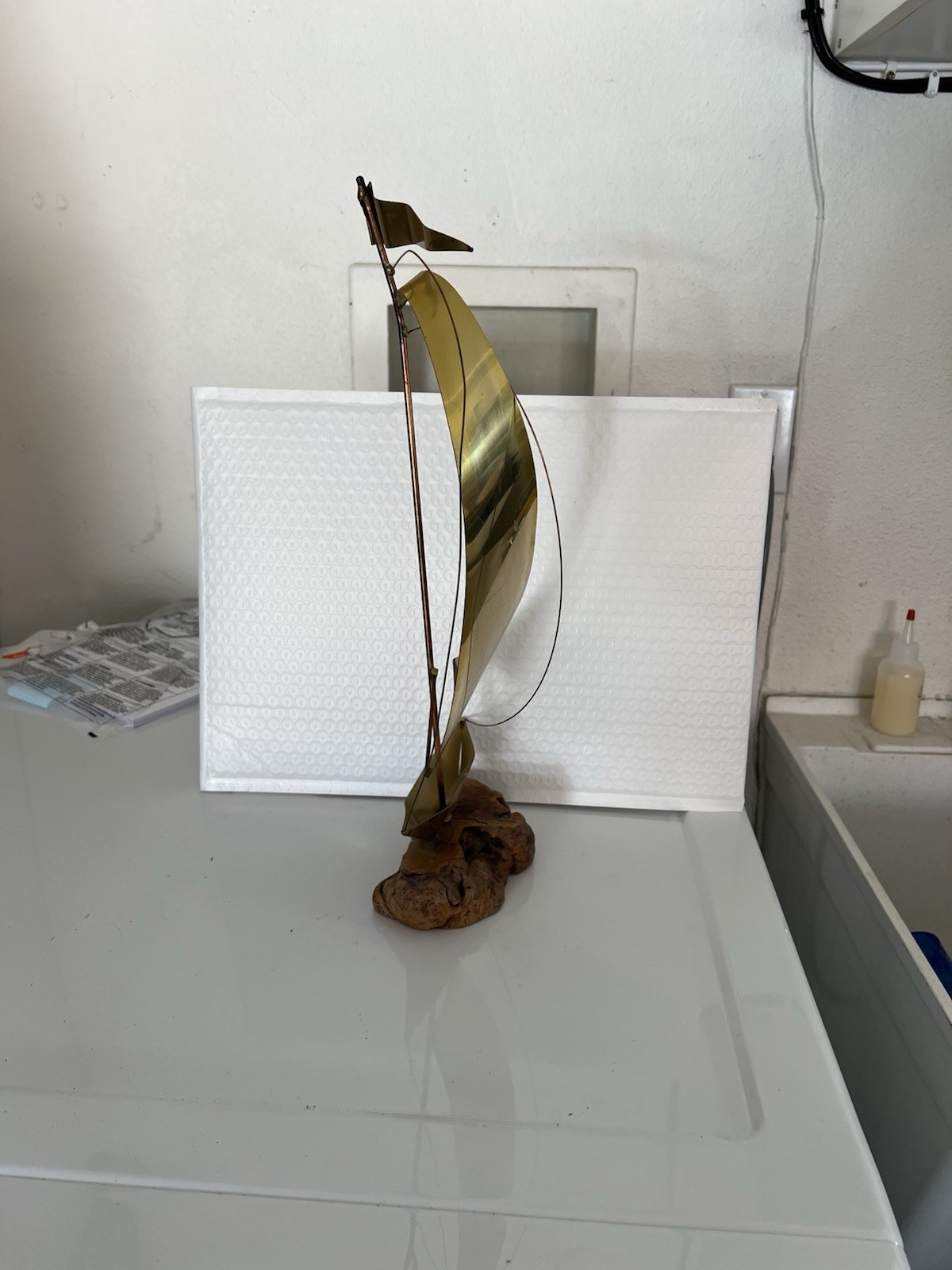 Brass Vintage/Antique Mid Century Modern Sail Boat Sculpture