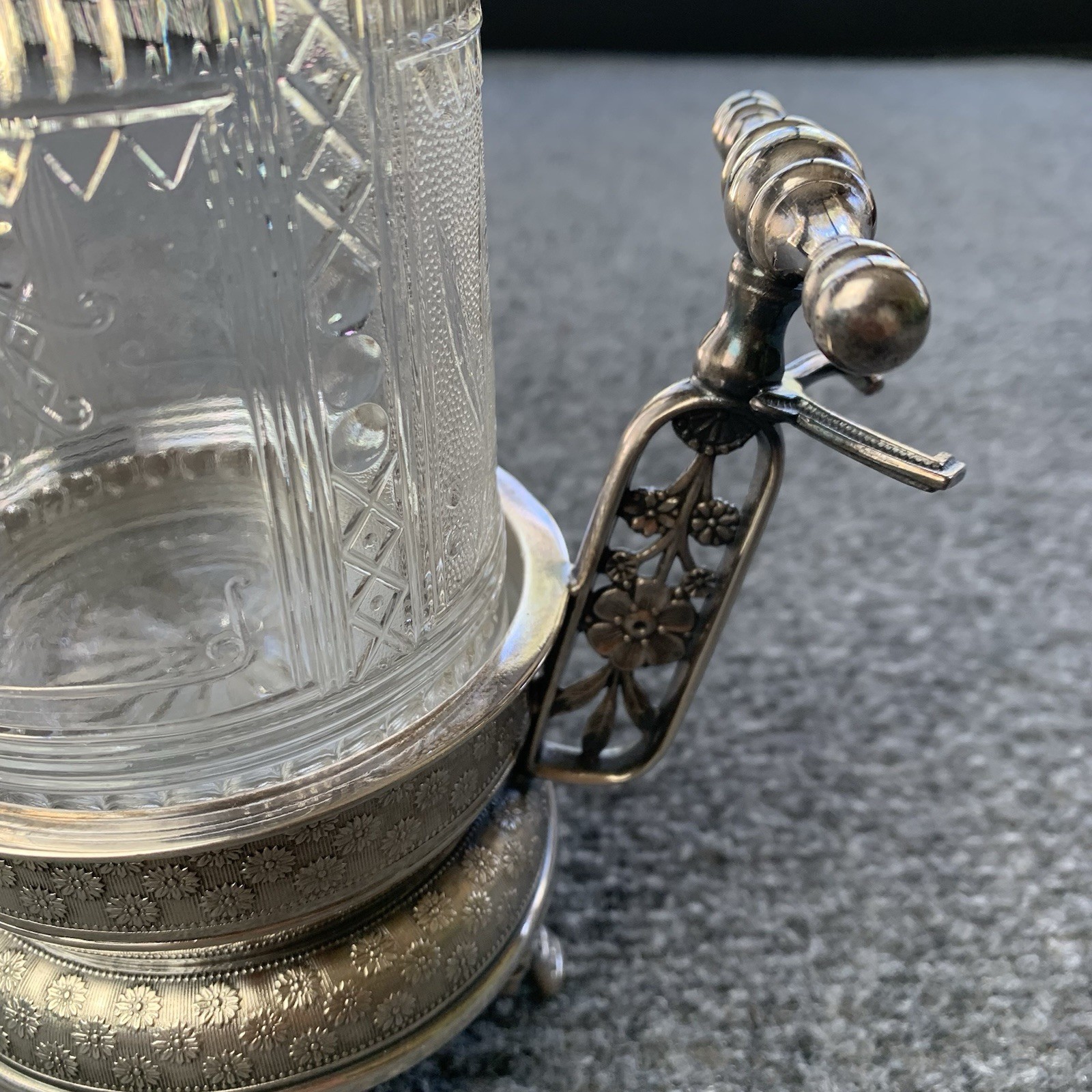 Antique Pairpoint Silver Plate Pickle Castor Clear Glass Marked 629 4913-z