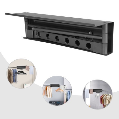 Foldable Wall Clothes Dryer Laundry Drying Rack Wall Mounted Clothes Rack Gray