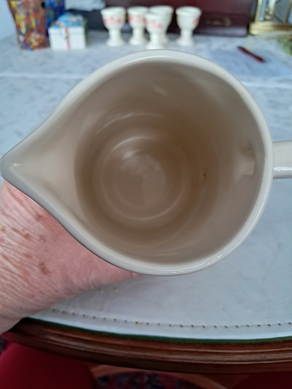 Ceramic Le Comptoir De Famille Red White France Pitcher Le Petit Dejeuner