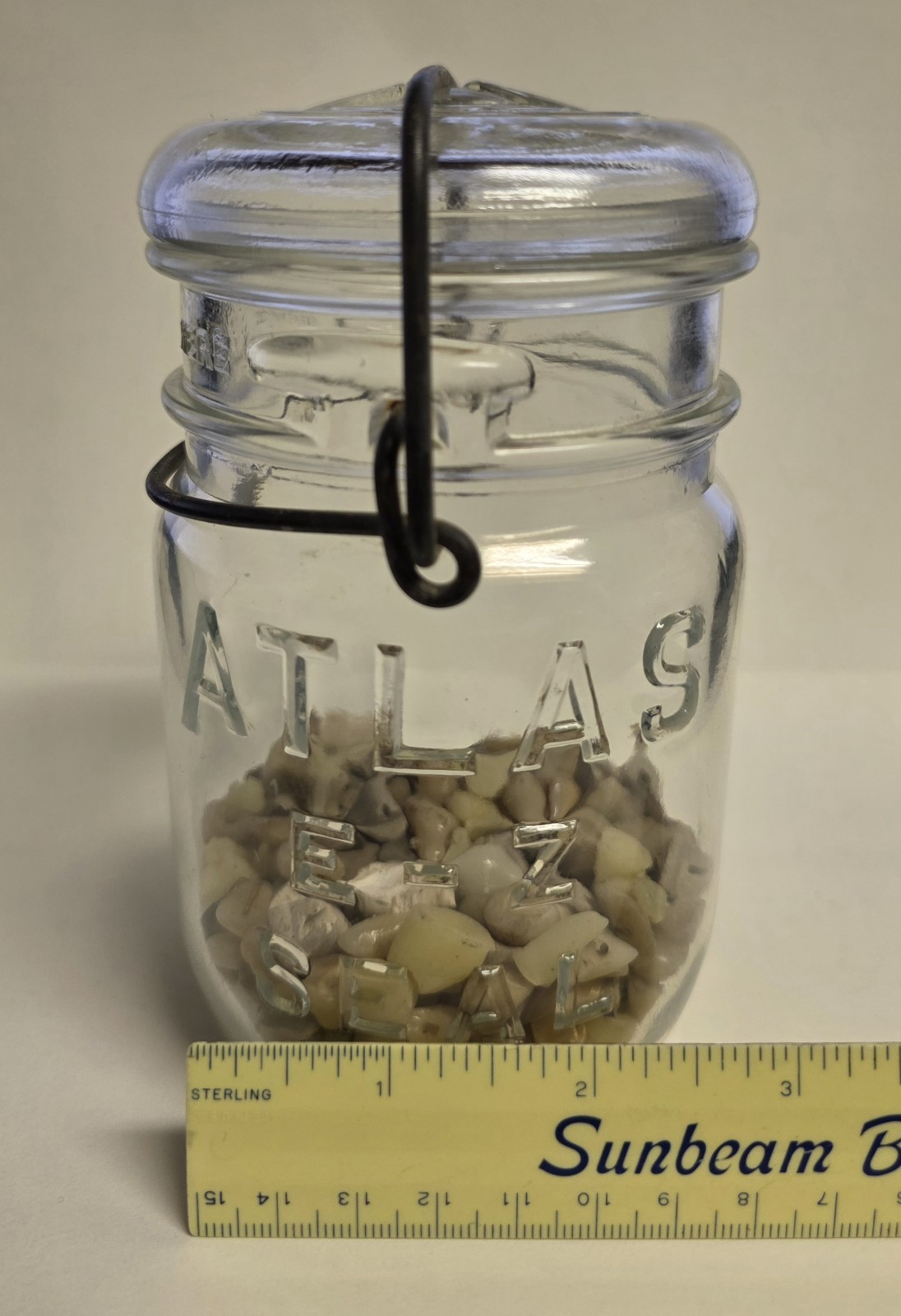 Oddity Atlas Jar Full of Fake Teeth - Ceramic, Plastic, Glass, Metal