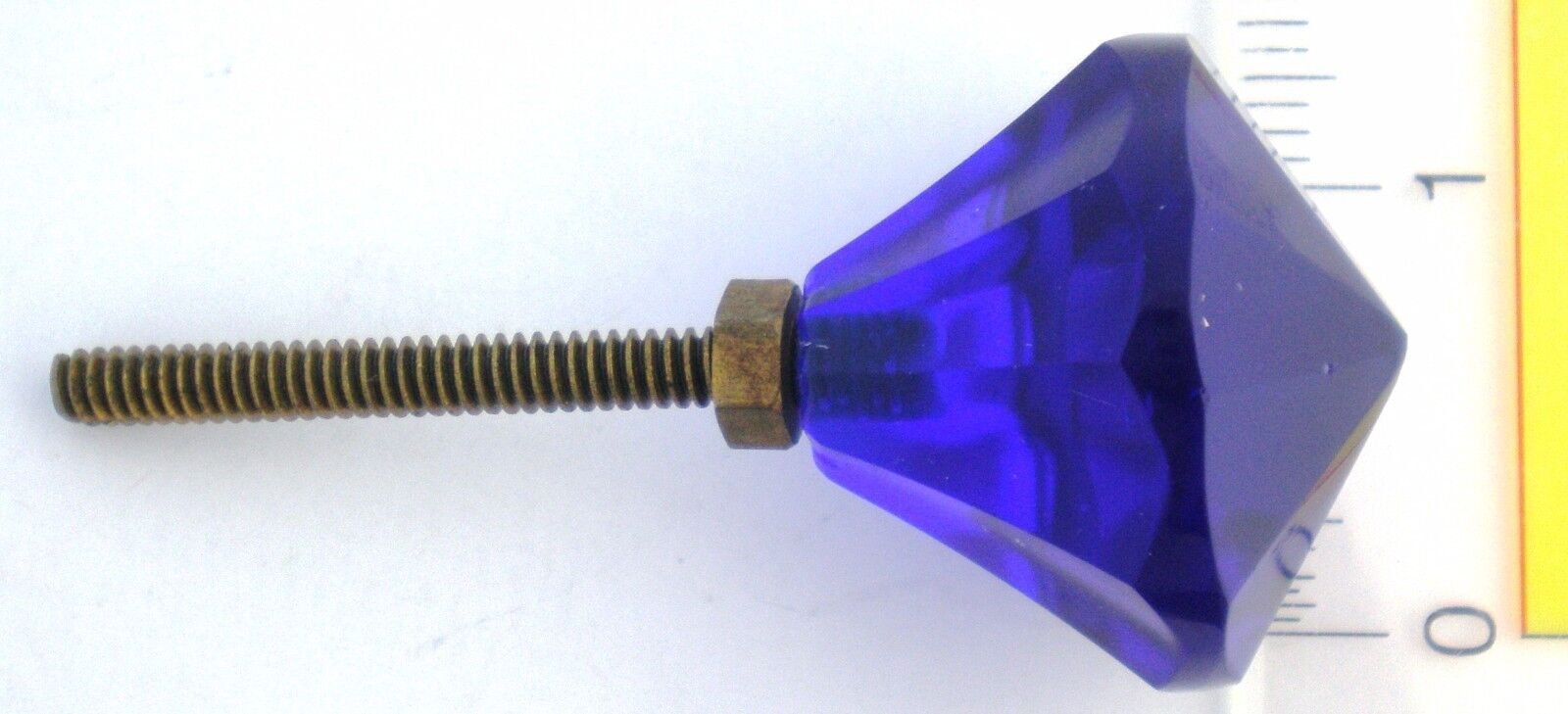 LARGER COBALT GLASS HANDCUT RARE KNOB PULL HANDLE