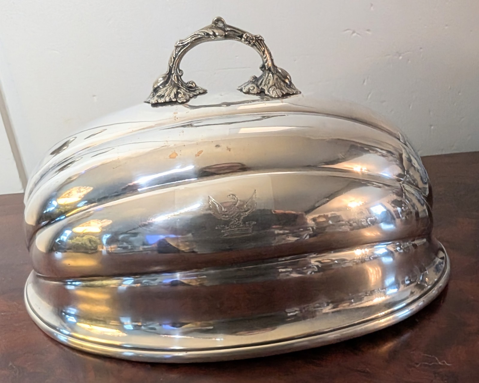 Scarce 1840s Sheffield Plate Meat Dome w/ Engraved Eagle Crest ~Registered 1848~