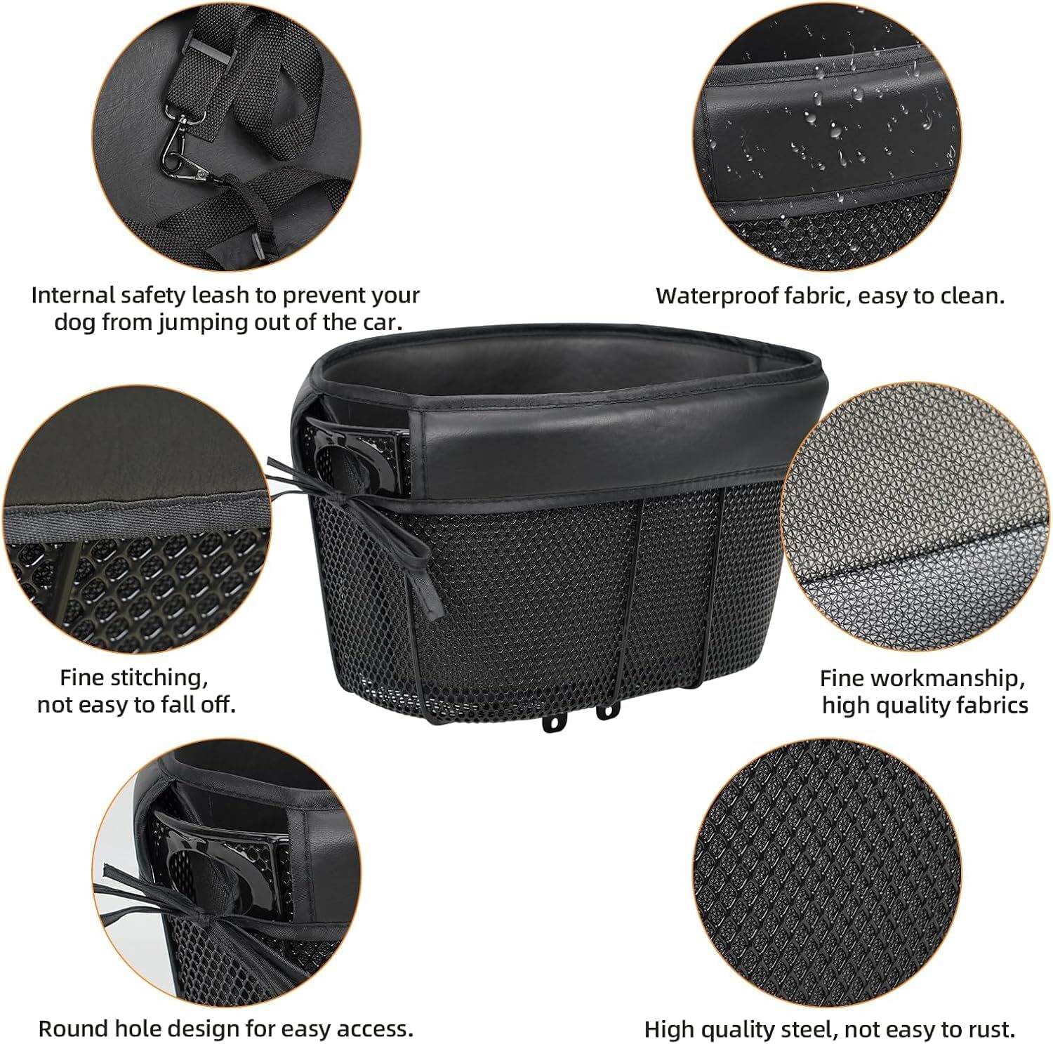 Dog Bike Basket Adjustable Safety Strap Pet Bike Basket Up to 15lbs Small Dogs