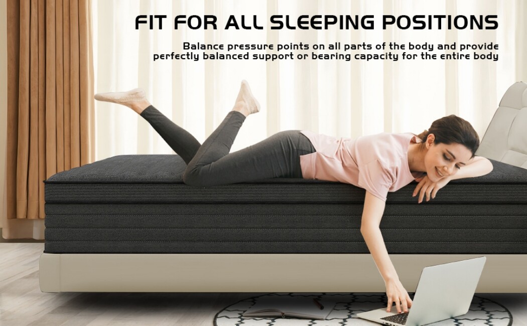 12" 14" Mattress in a box Twin Full Queen King Hybrid Spring Medium Firm Black