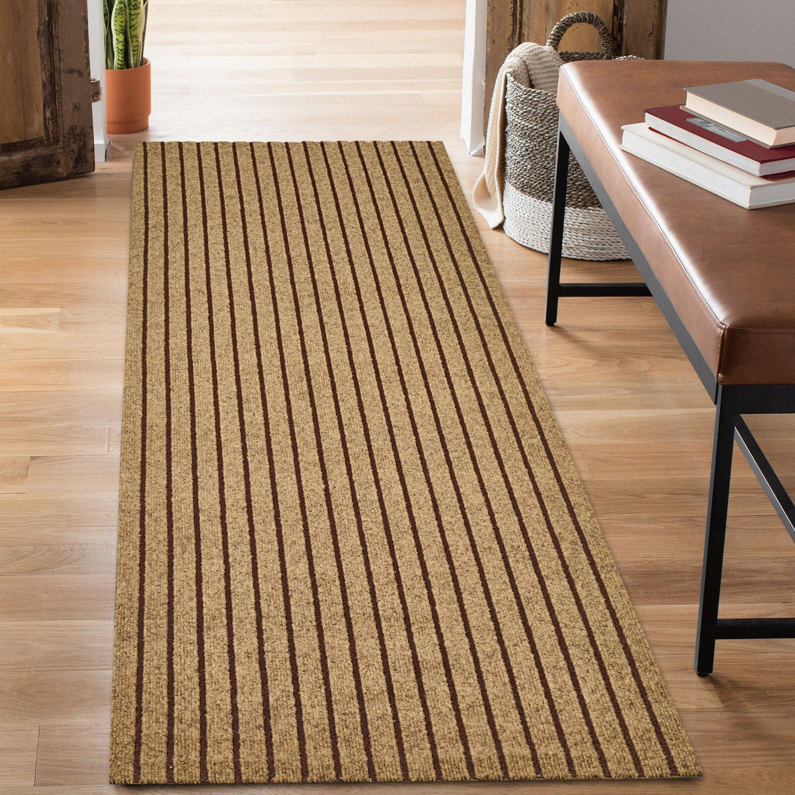 Entryway Runner Rug Indoor Outdoor - Extra Long Hall Rugs Runners Non Slip Brown