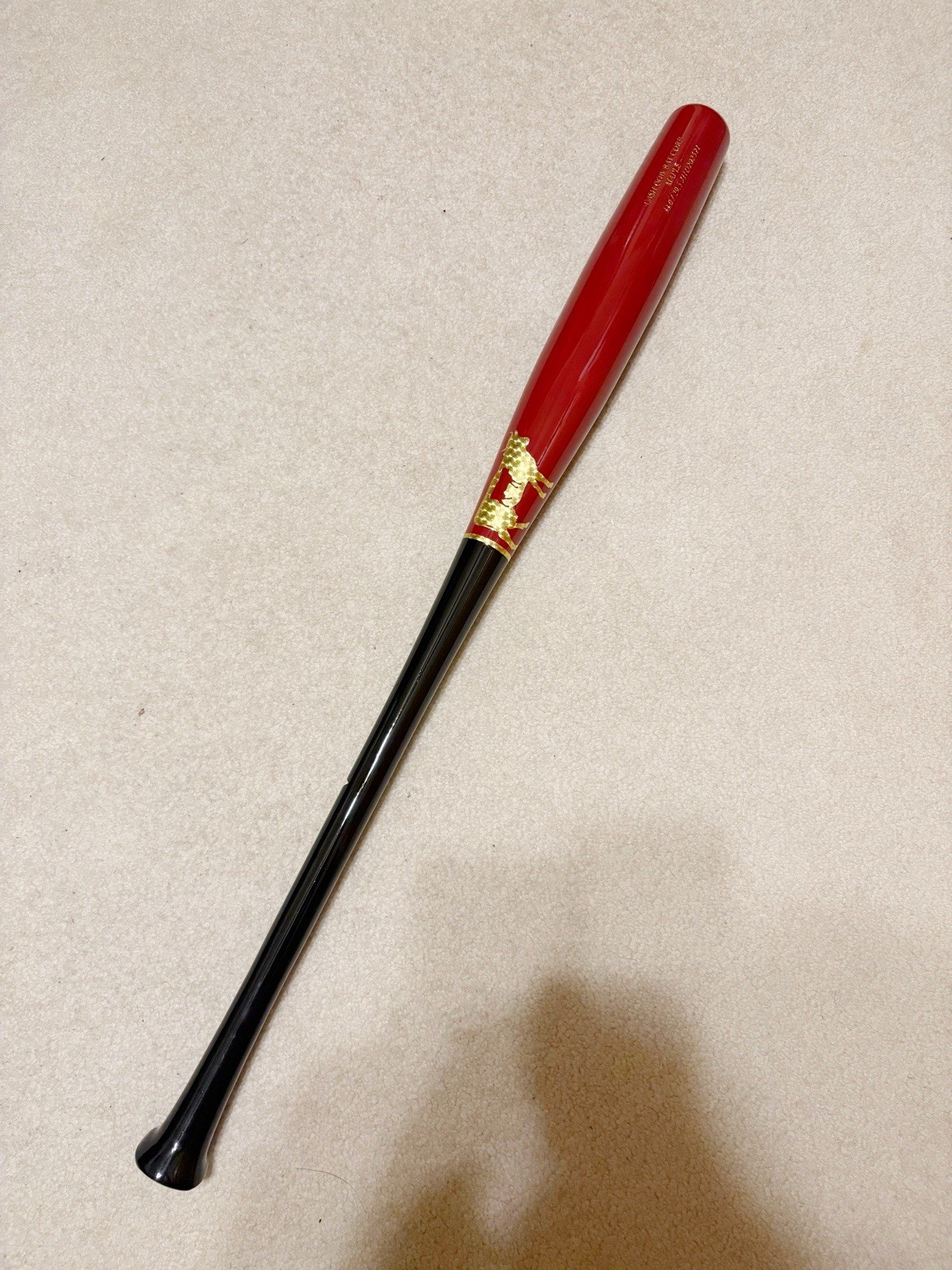 Hybrid Handle Torpedo Maple Wood Baseball Bat 33in 29.5oz. Black / Gold / Red