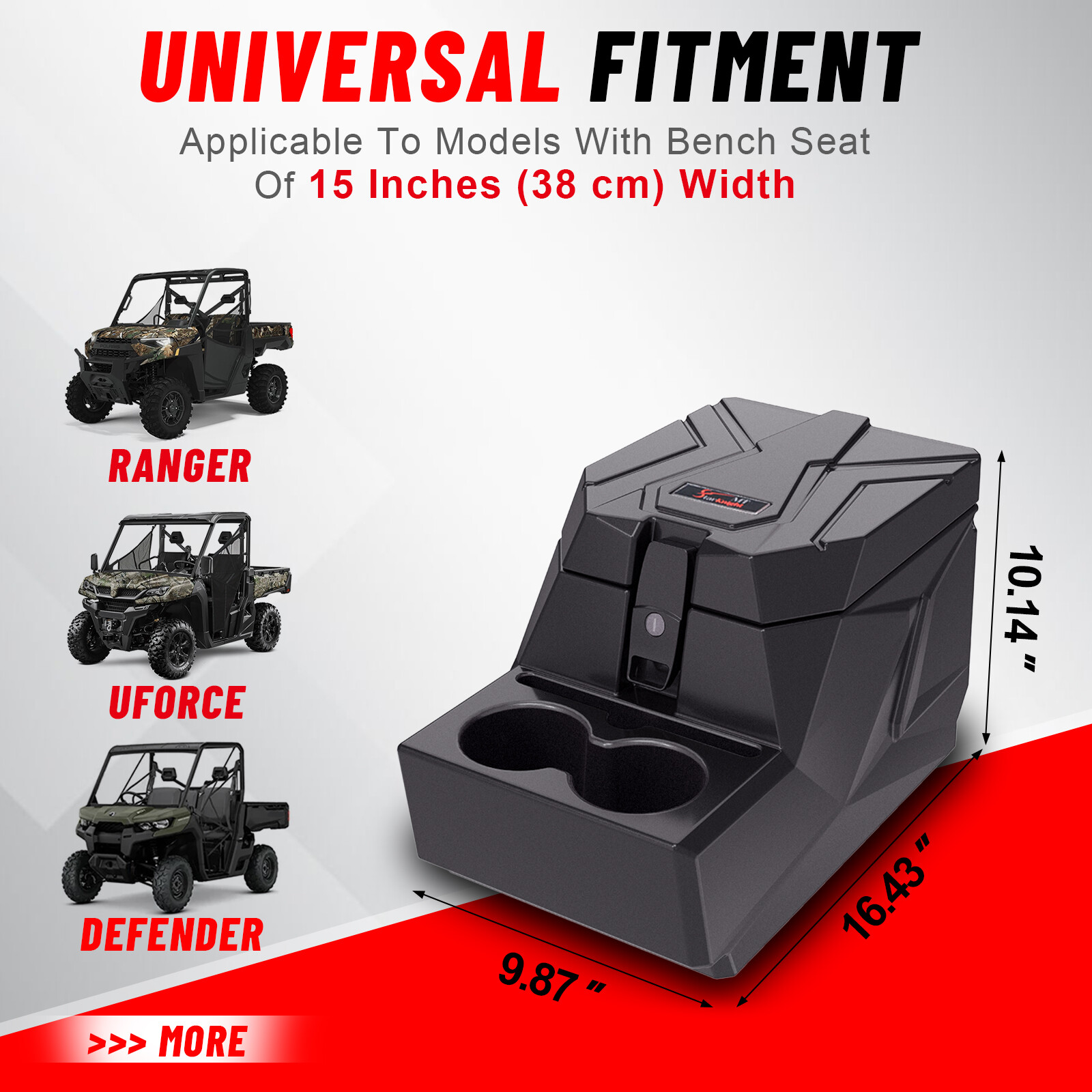 UTV Center Console Armrest Box For 2017-2025 polaris ranger xp 1000/ ranger 1000