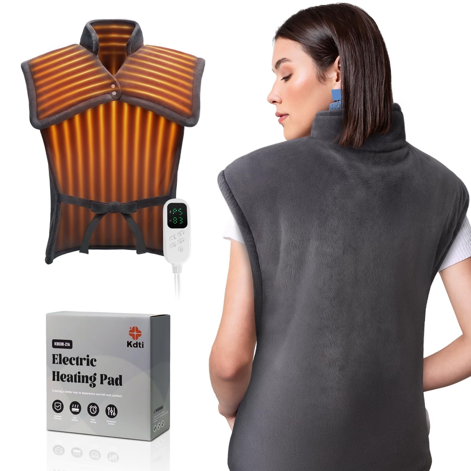 Heating Pad for Back and Period Pain Relief, for Shoulders, Abdomen & Waist, ...