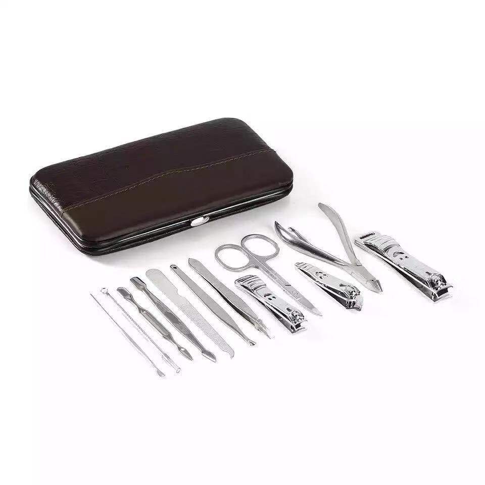 12PCS Pedicure / Manicure Set Nail Clippers Cleaner Cuticle Grooming Kit Case
