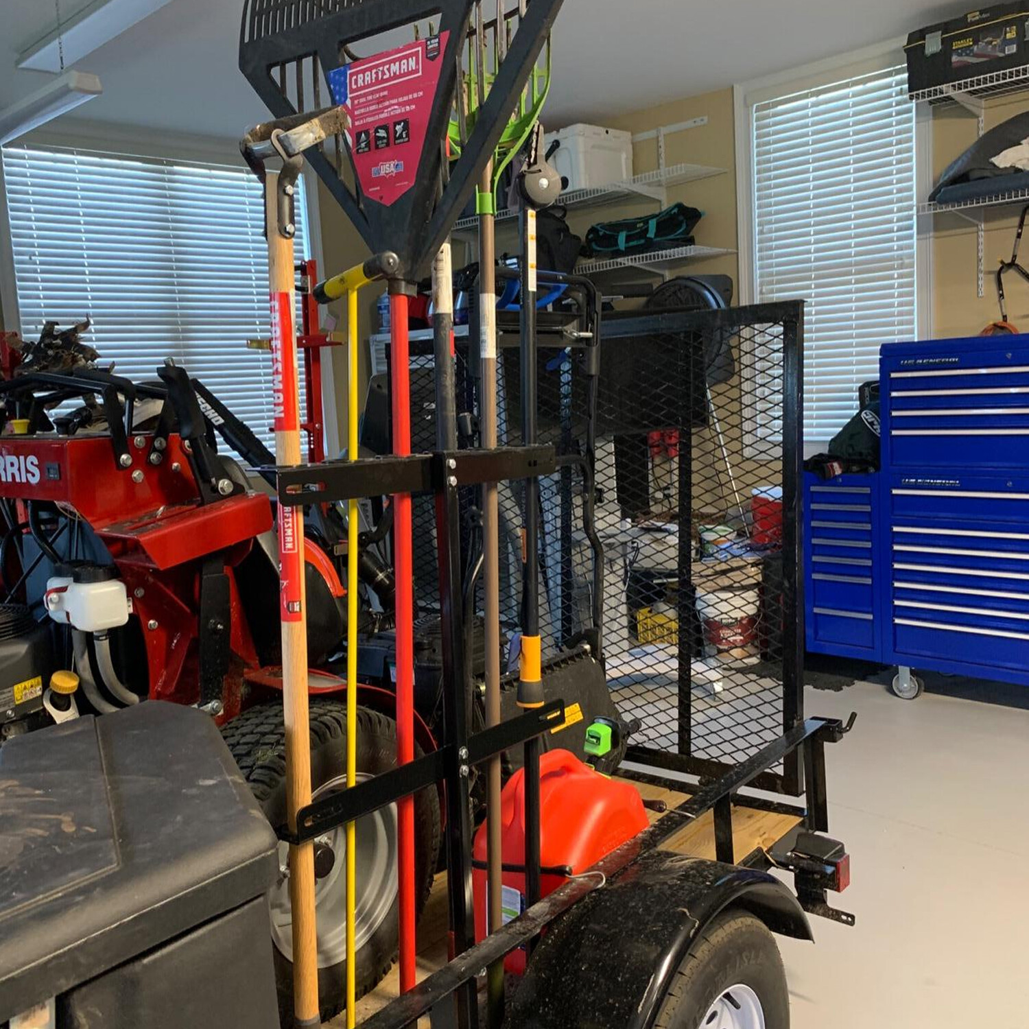 6 - Hole Trailer Shovel Holder – Fits Rakes, Pickaxes and Straight-Handle Tools