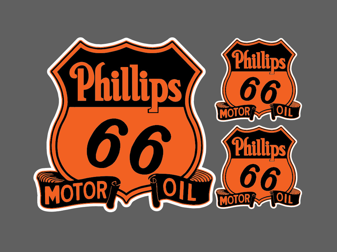 Phillips 66 Motor Oil Co Vintage Vinyl Decal Sticker Std Oil Gas 3.5" - 3 for 1