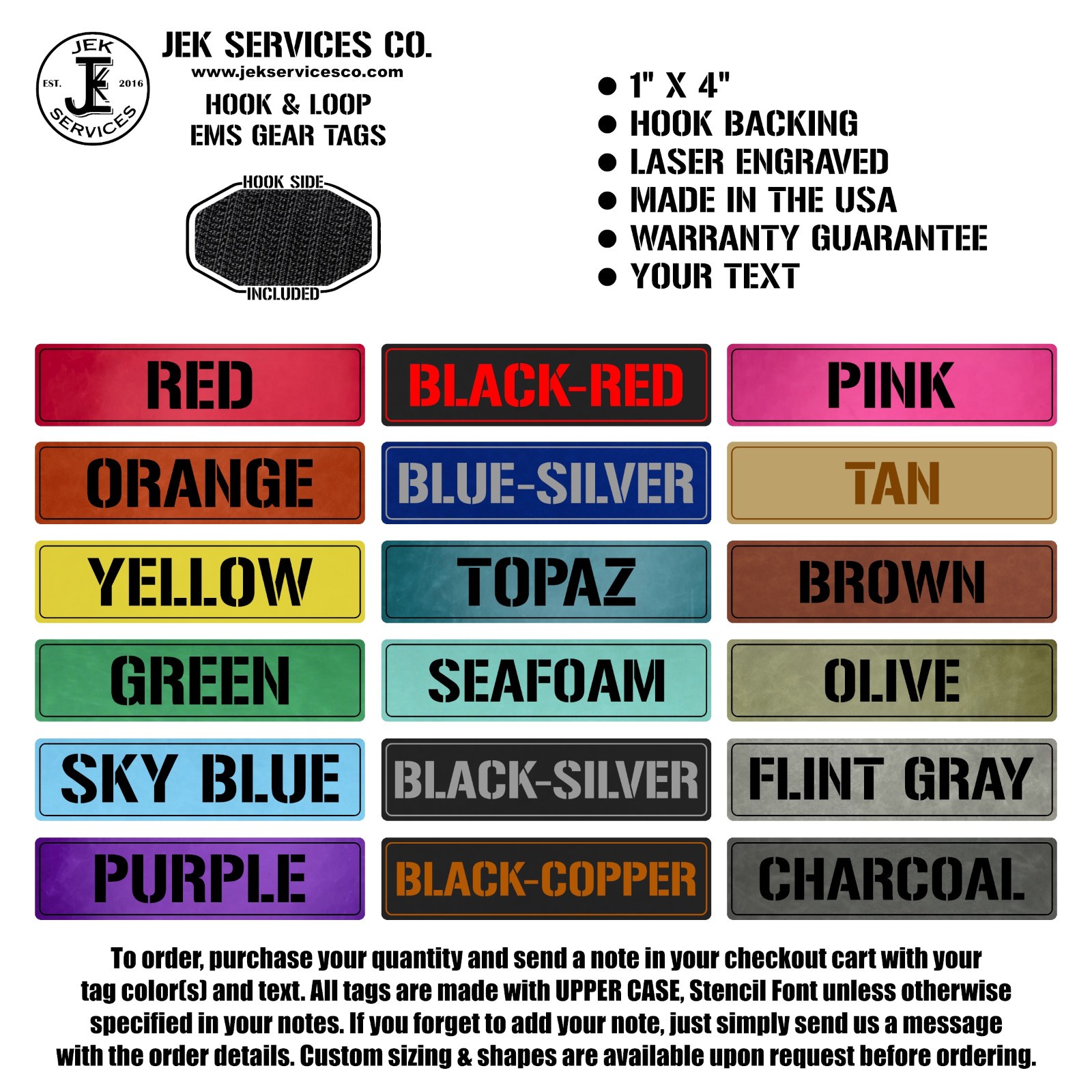 EMS Custom ID Tags – Paramedic EMT Bag Labels | 1” x 4” Hook & Loop | Engraved