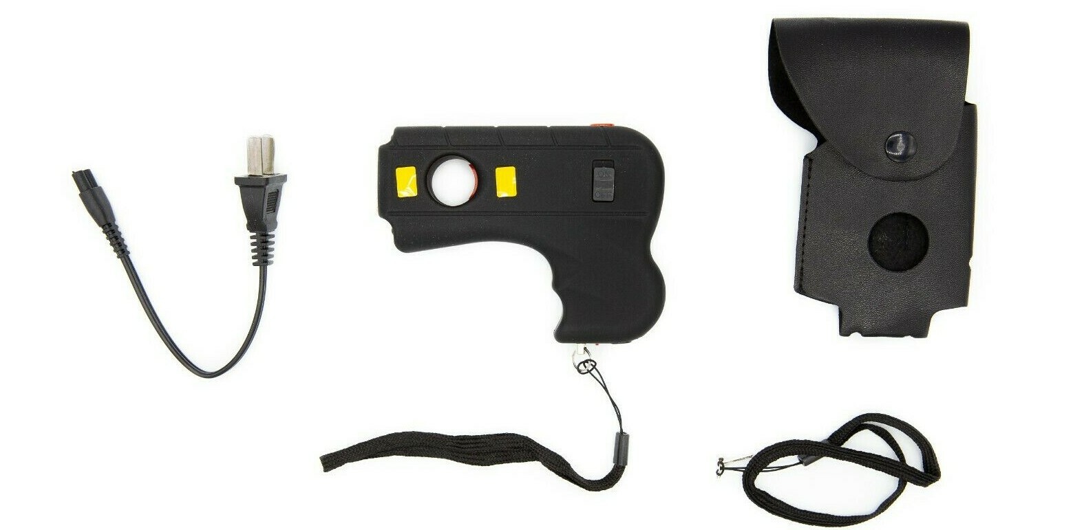 Defender Stun Gun Tactical High Powered LED Light W/ Safety Switch and Case Blac