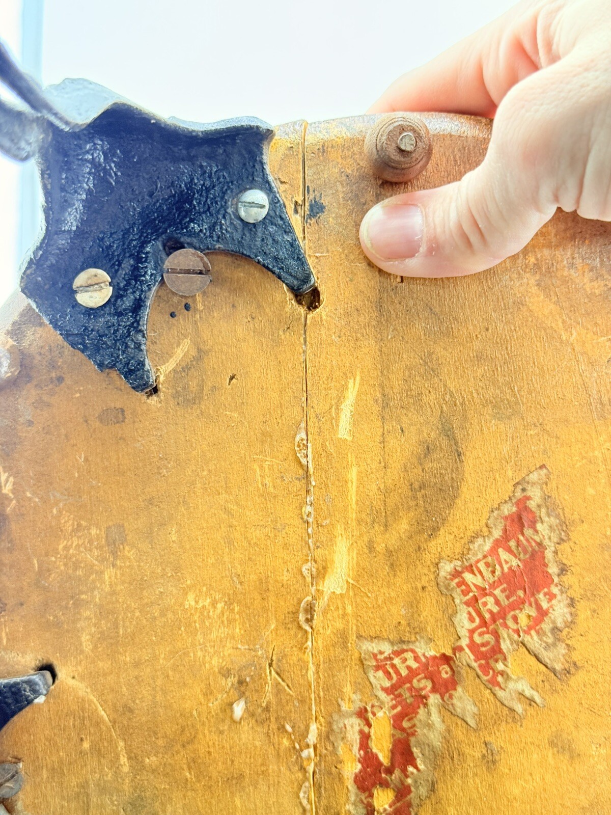 Antique Victorian Cast Iron Wood Foot Stool Ornate Read Description Partial Labe