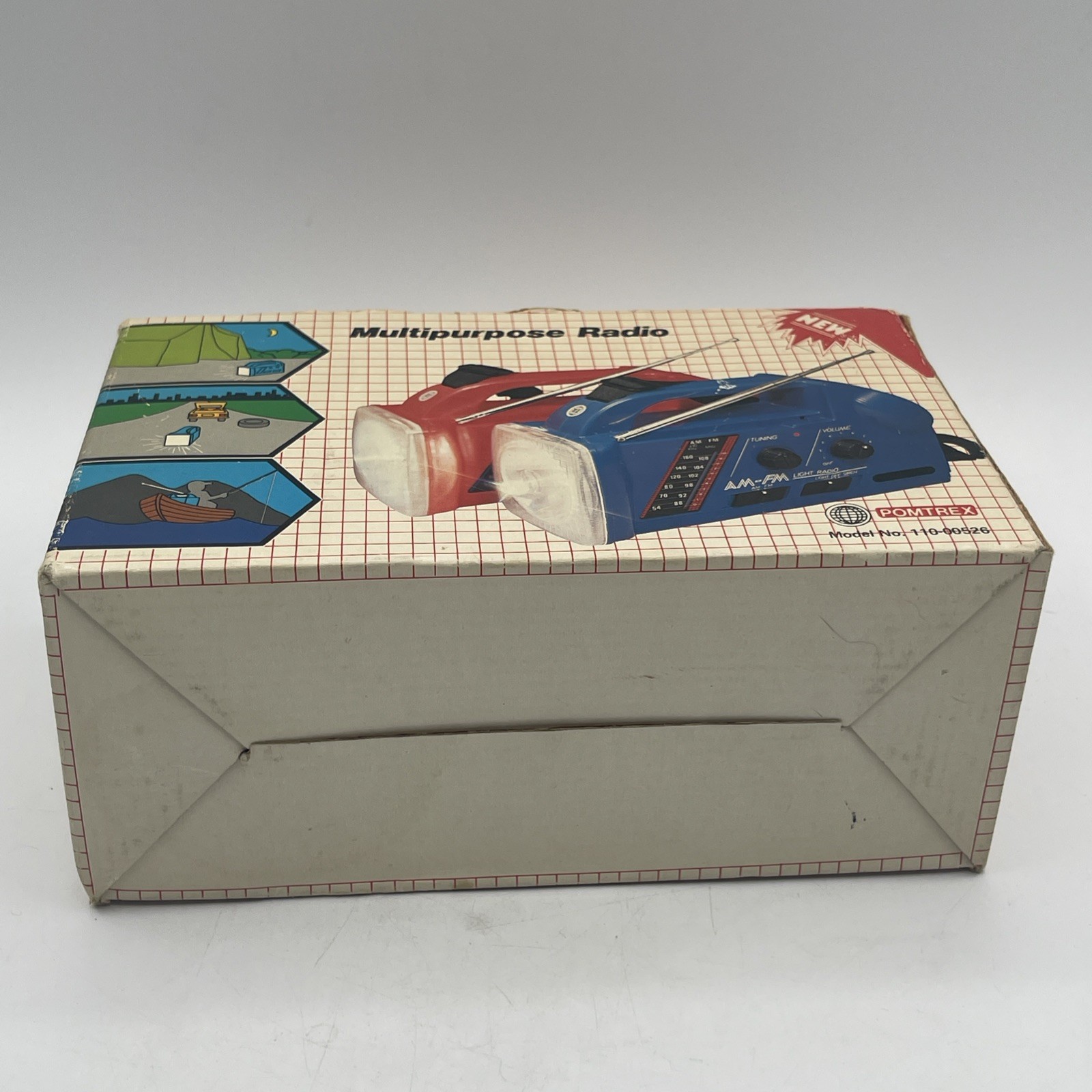 Vintage Pomtrex Multipurpose Radio Flashlight AM/FM Yellow 100-00526 Hong Kong