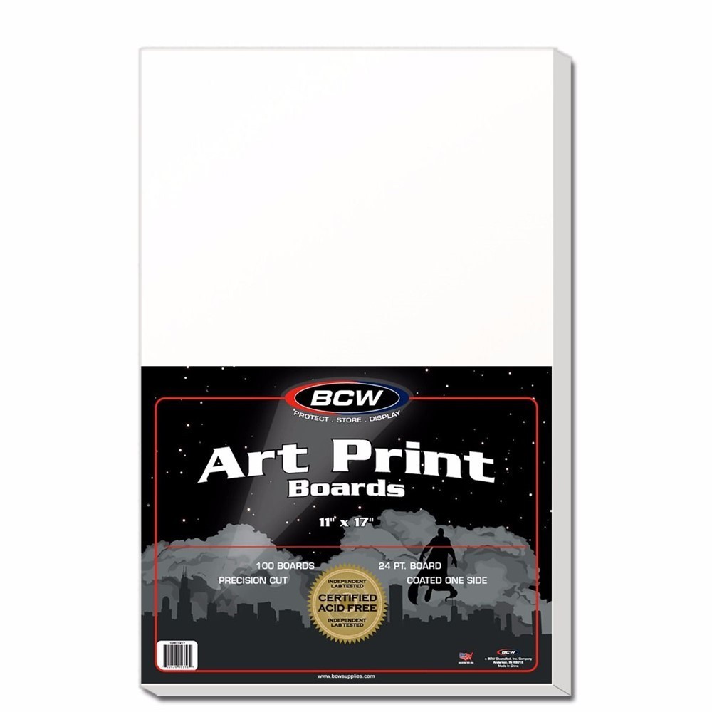 100 BCW 11 x 17 Art Print 2-mil Poly Bags +100 Acid Free 11 x 17 Backer Boards
