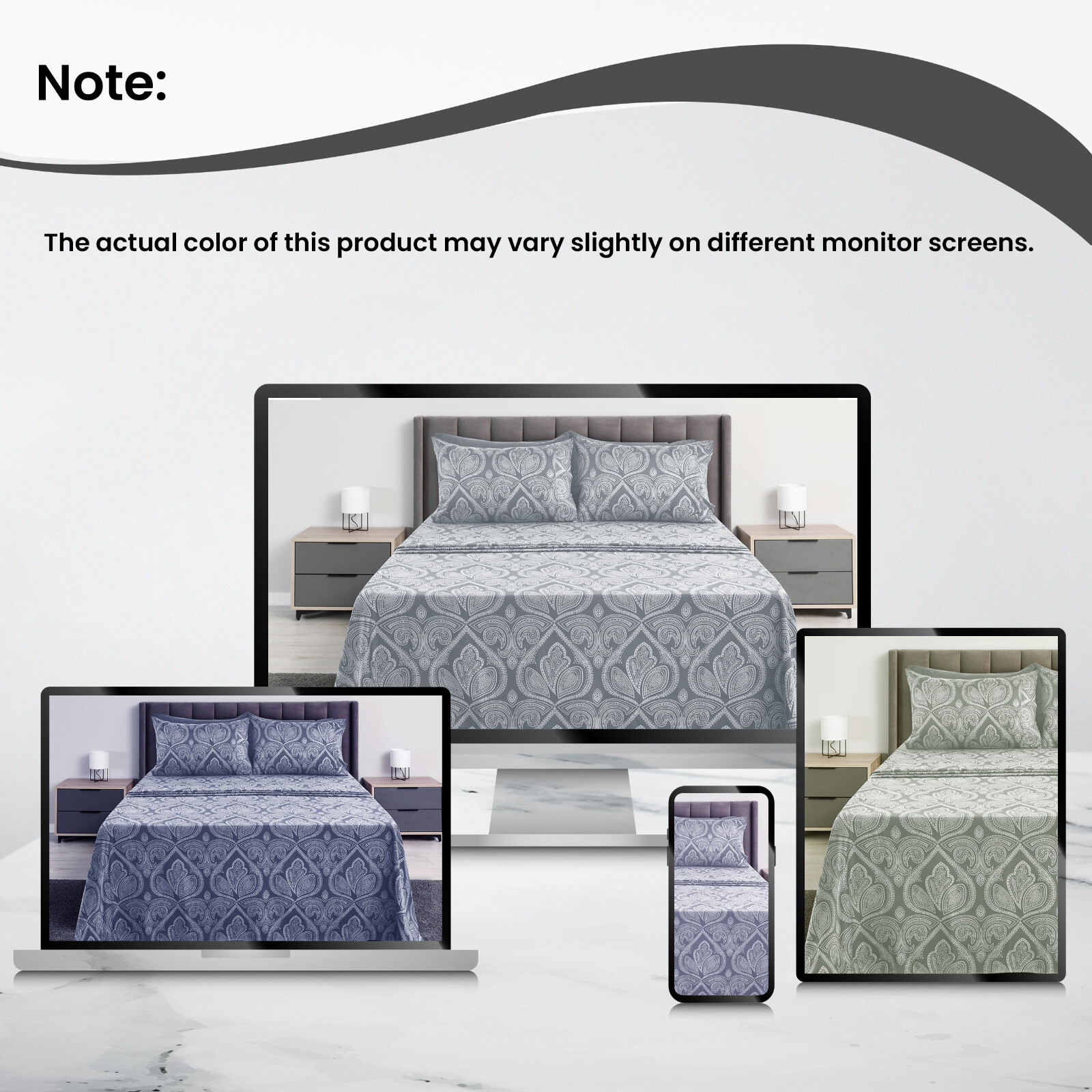 Luxury Deep Pocket 6 Piece Bed Sheet Set 1800 Series Hotel Comfort Paisley Sheet