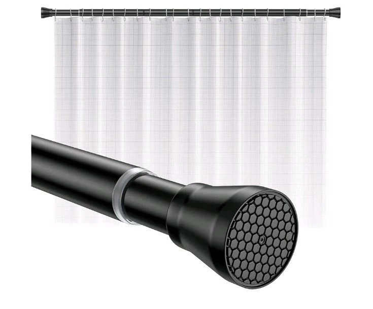45-77 Inch Black Shower Adjustable Tension Curtain Rod