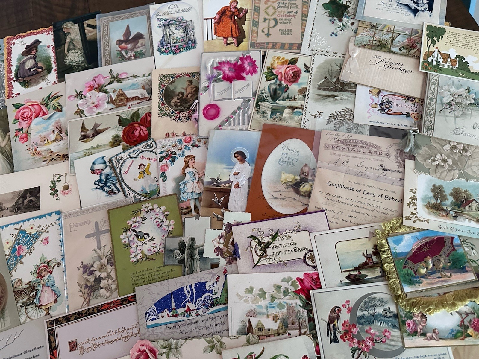 Huge Lot of 200 +Old Scraps~Cards~Ephemera~Mixed Paper~DAMAGED-SCRAPBOOK CRAFTS!