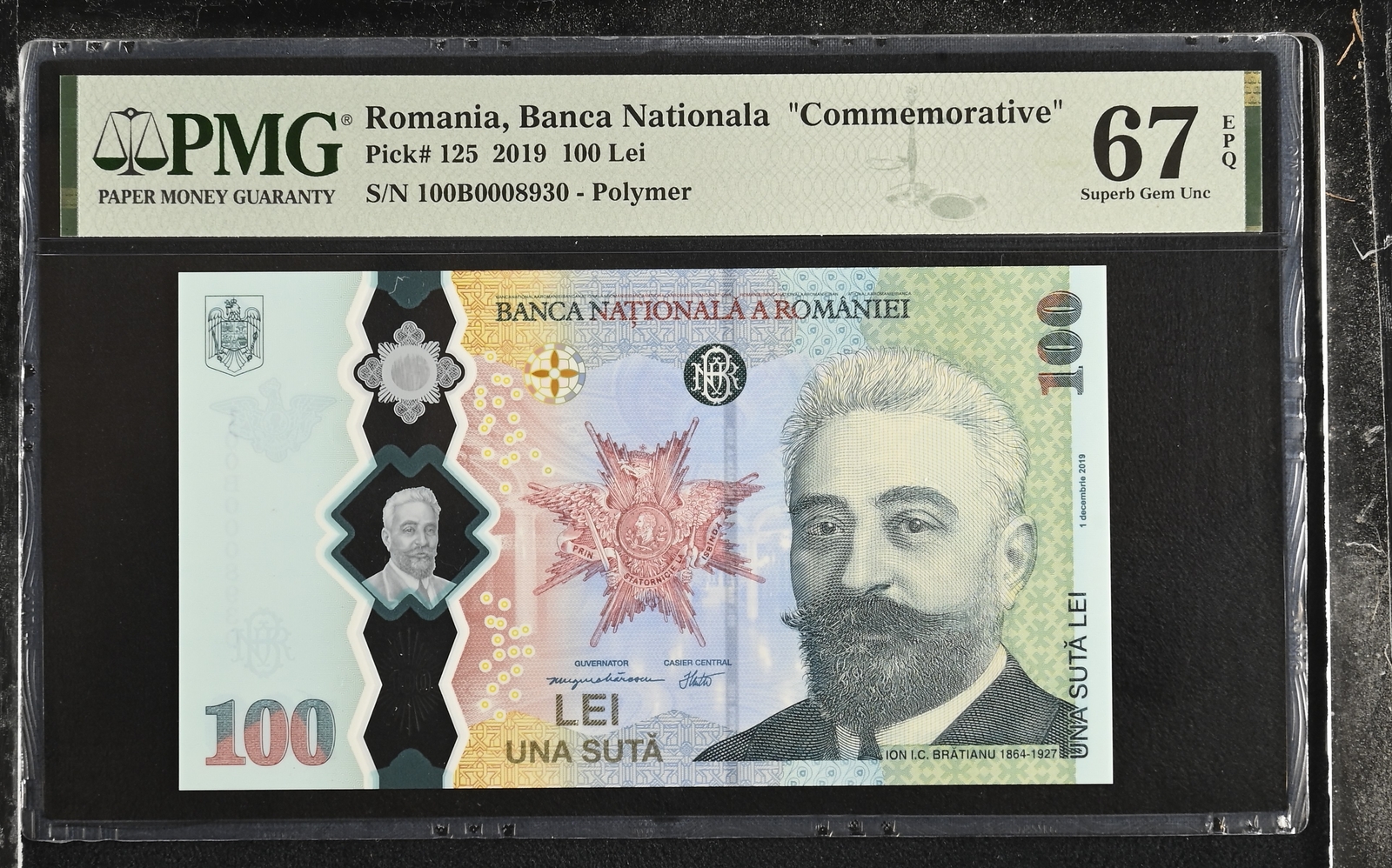 Romania 100 Lei 2019 Polymer Commemorative P 125 Superb Gem UNC PMG 67 EPQ