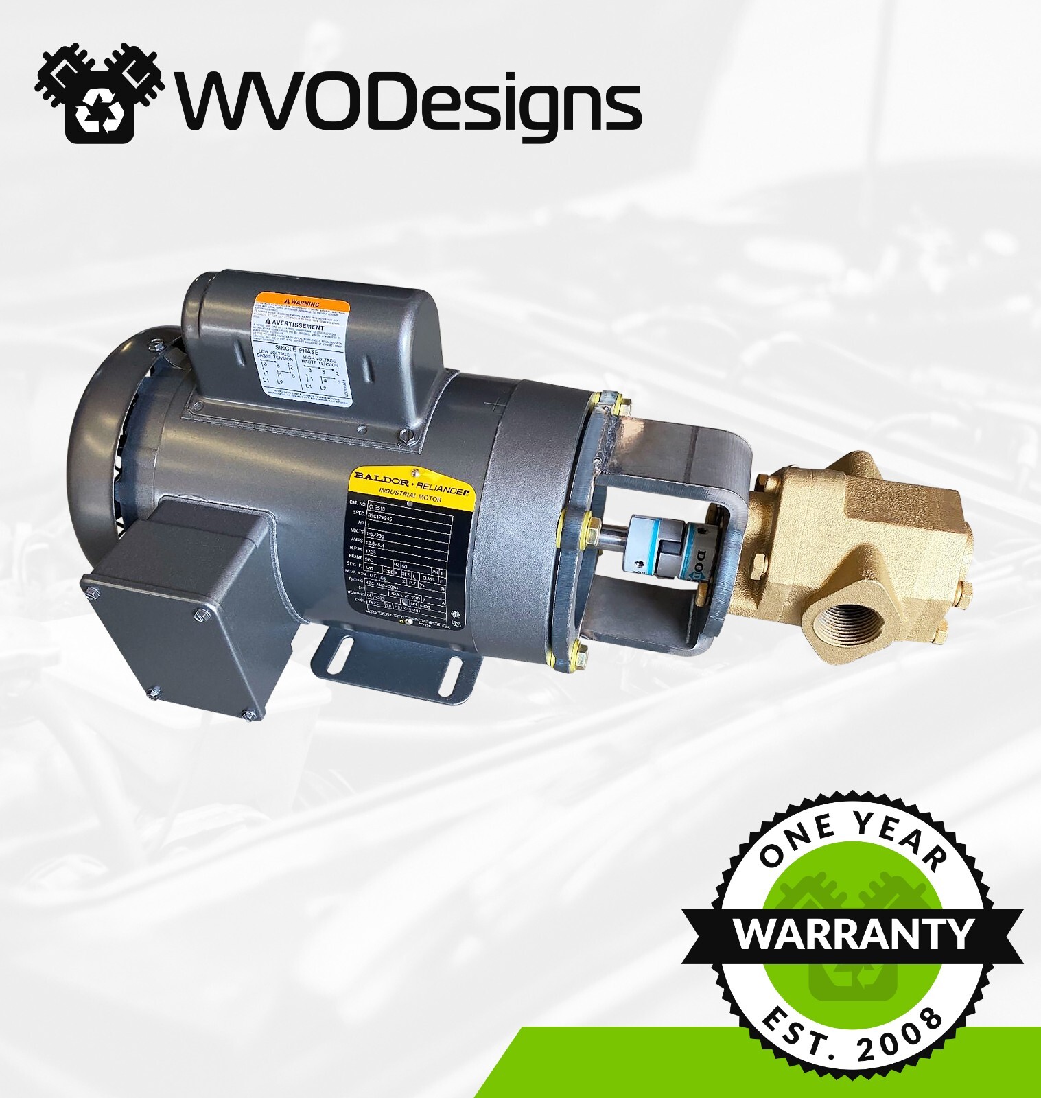 25gpm Oil Transfer Gear Pump with 1HP motor (No Switch, Plug, or Handle)