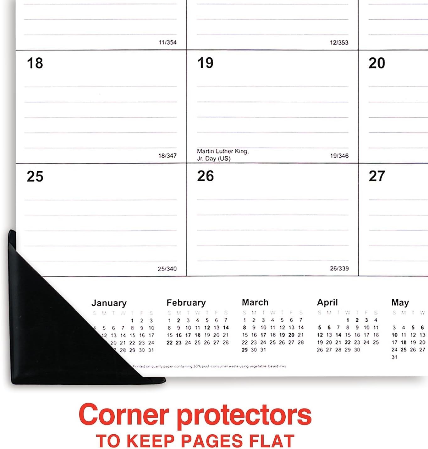 2026 Monthly Desk Pad Calendar 21.75"x17" Large Planner White/Black ST12951-26