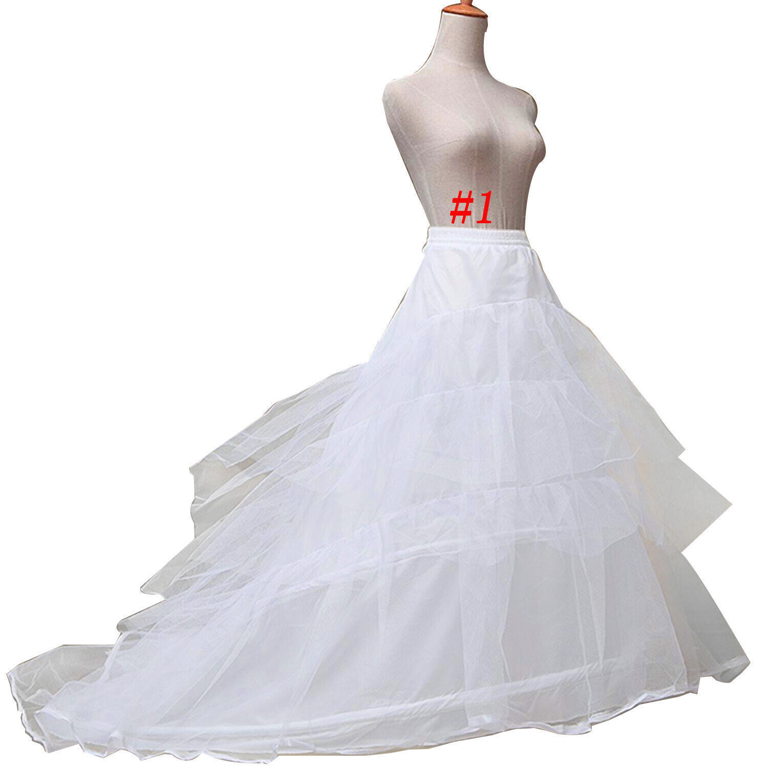 Women Wedding Crinoline Slip Gown Underskirt White Bridal Petticoat Hoop Skirt
