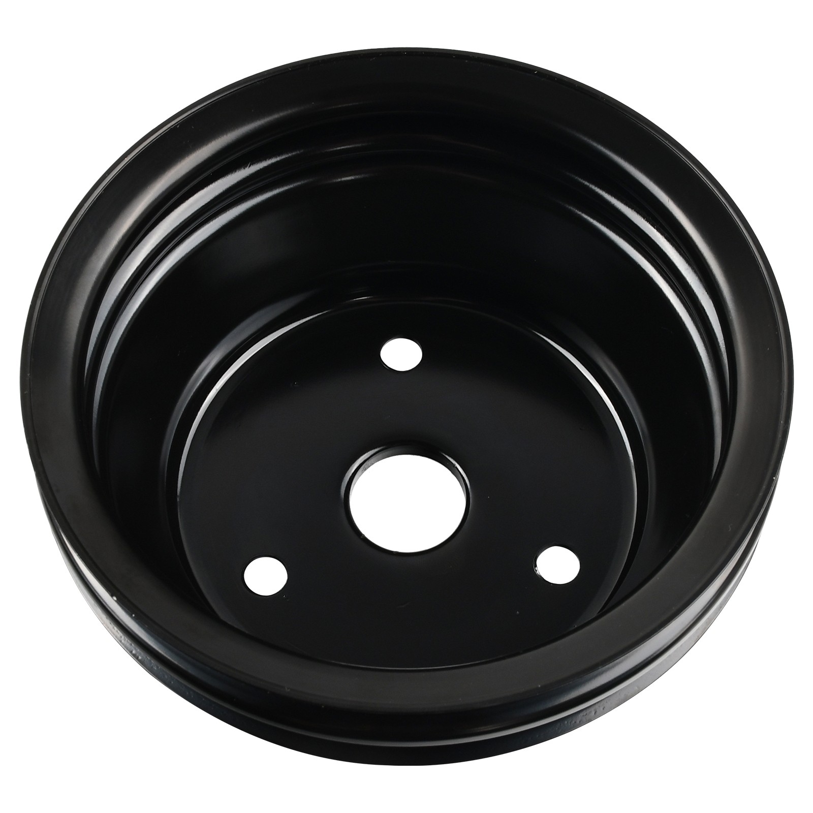 For SBC Chevy 350 Double Groove Black Steel Long Water Pump & Crankshaft Pulley