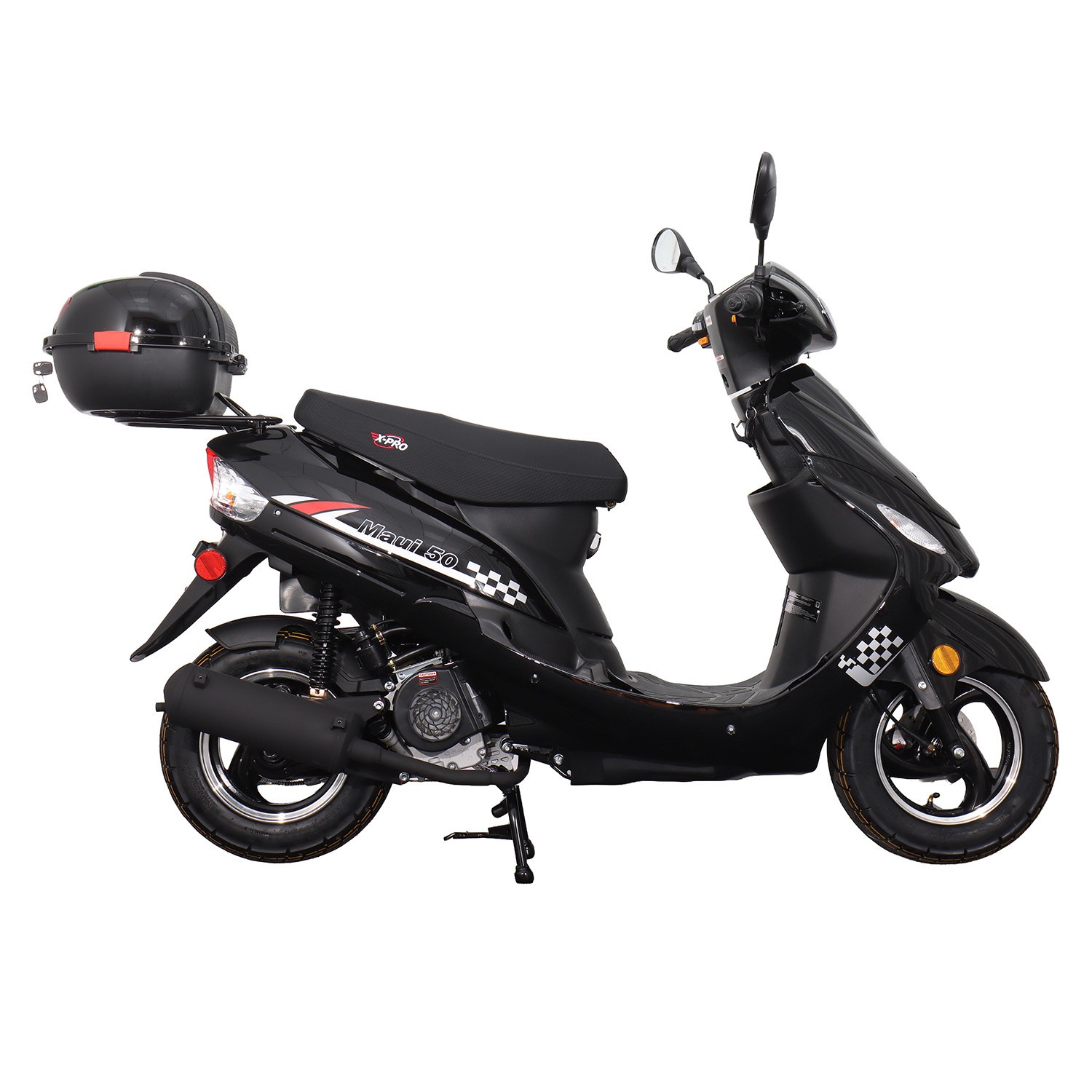 X-PRO Maui 50cc Moped Scooter with 10" Aluminum Wheels Rear Trunk Electric Start