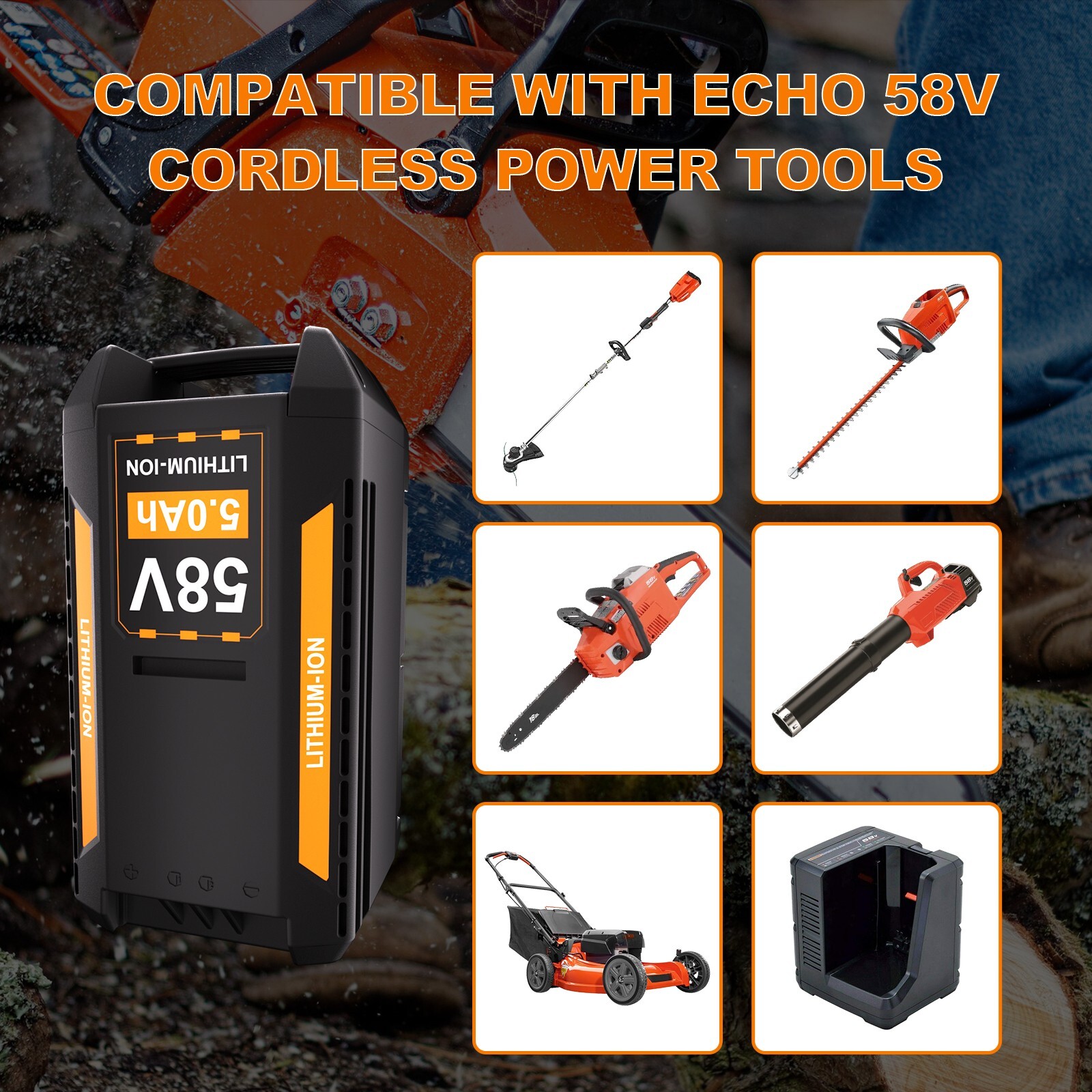 2x for Echo 58V Cordless 5.0Ah Lithium-ion Battery CBP-58V40 CBP-58V2AH CHT-58V