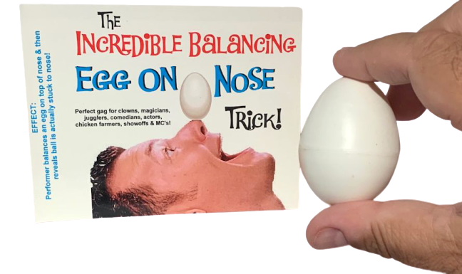 BALANCING EGG ON NOSE Balance Magic Trick Stunt Clown Kid Show Gag Joke Prank