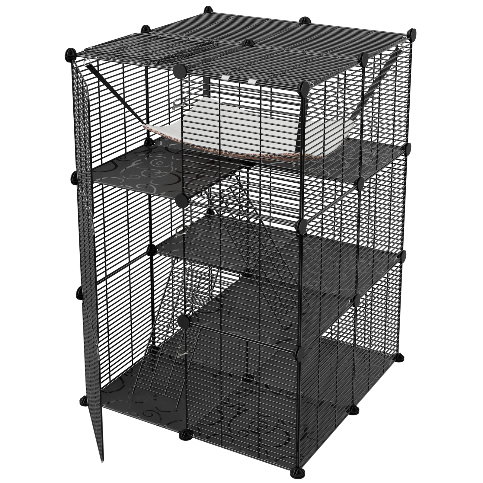 Fit 1-2 Cats Cat Cage Indoor Cat Enclosures DIY Cat Playpen Metal Kennel Hammock