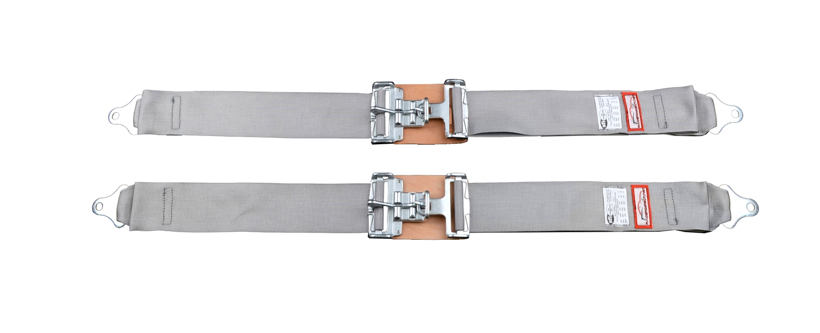 SAFETY HARNESS NEW PAIR 3" LATCH & LINK LAP BELT 2 POINT RACING BELT GRAY