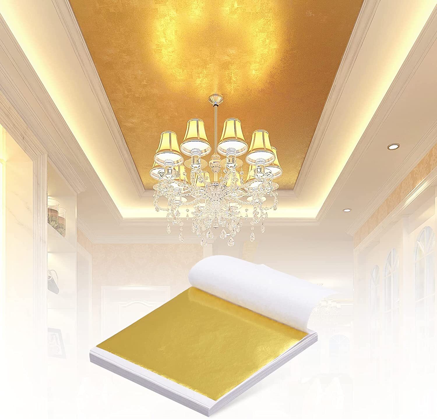300× Imitation Gold Silver Leaf Sheets Foil Paper for Gilding Craft Art Decor US